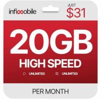 6-Month Infimobile Prepaid Unlimited Talk Text 20GB Data Cell Plan