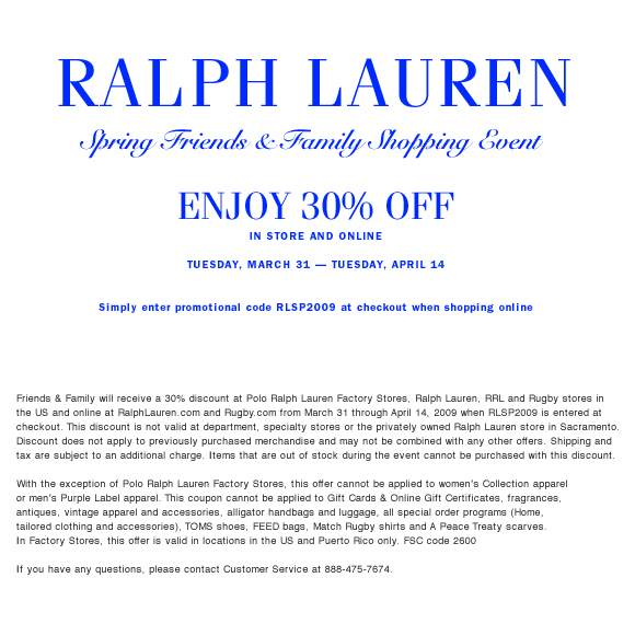 Big Men Trendsetters: Ralph Lauren Friends & Family Discount