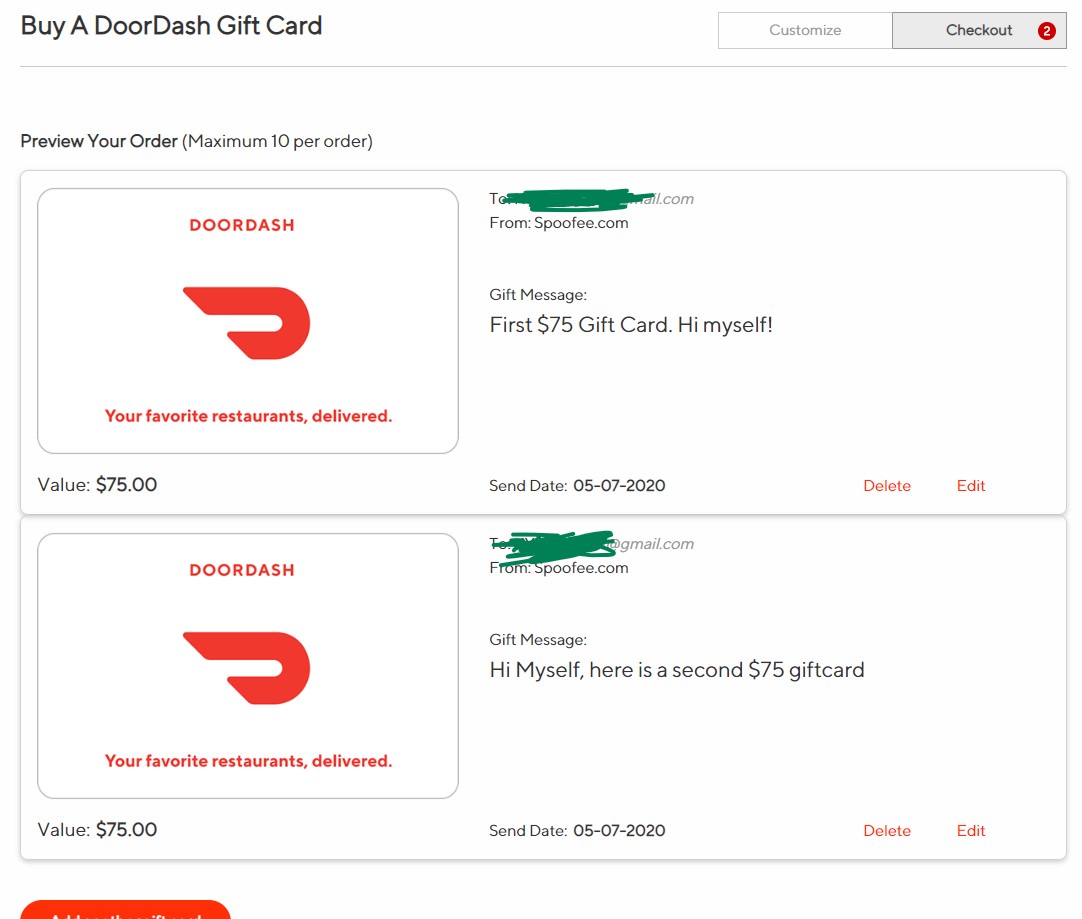 Free 10 Doordash Gift Card With A 75 Gift Card Purchase