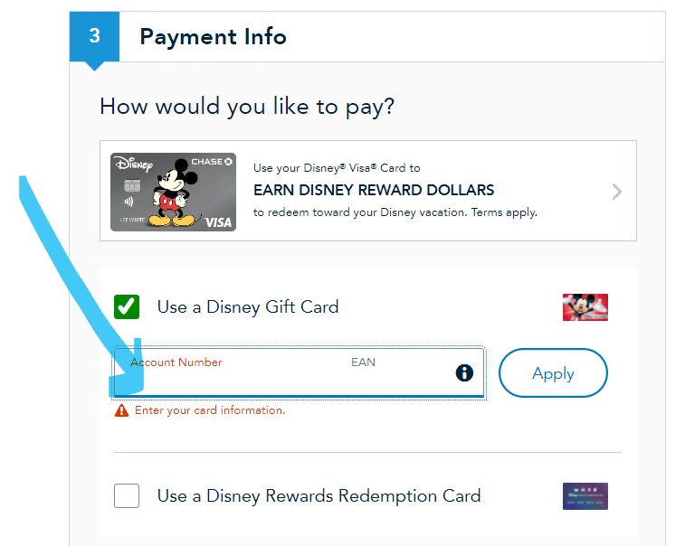 Buying Disneyland Tickets with Disney Gift Card