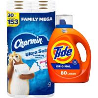 Charmin Mega Toilet Paper 30 Rolls with Tide Detergent + Credit