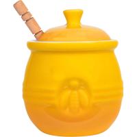 Creative Co-Op Yellow Stoneware Honey Pot