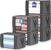 Large 90L Closet Organizer Storage Bags 6 Pack
