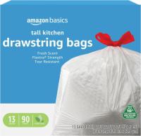 Amazon Basics 13G Kitchen Drawstring Trash Bags 90 Pack