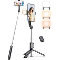 Selfie Stick Tripod with Light and Detachable Phone Holder