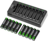 Bevigor Rechargeable AA Batteries 10 Pack with Charger