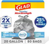 Glad 20G ForceFlex MaxStrength Kitchen Trash Bags 80 Pack