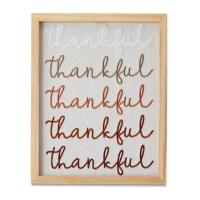 Thankful Embroidered Framed Wall Decor