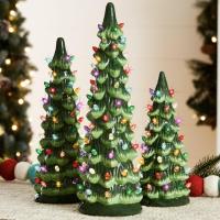 Pre-Lit Hand-Painted Ceramic Tabletop Christmas Trees