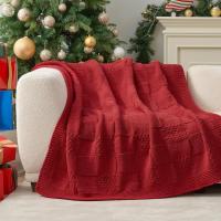 Amelie Home Checkered Chenille Knit Throw Blanket