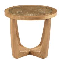 Drew Barrymore Rattan Glass Side Table