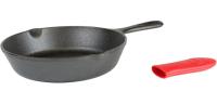 Lodge Cast Iron Skillet with Red Mini Silicone Hot Handle Holder