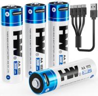 HW Rechargeable AA Lithium Batteries 4 Pack