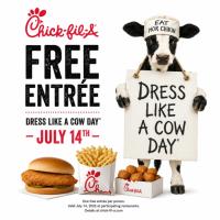 Free Chick-fil-A Entree Cow Appreciation Day July 14