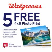 Free 5 4x6 Photo at Walgreens with code FIVEJUNE