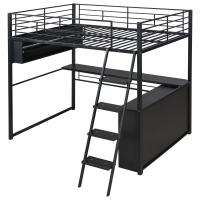 Euroco Metal Full Size Loft Bed with Desk