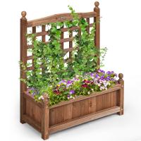 Costway Solid Wood Planter Box with Trellis