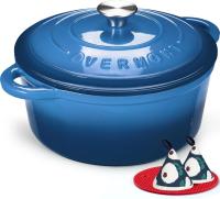 Overmont Enameled 7Qt Cast Iron Dutch Oven Pot
