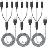 USB to USB-C Lightning and microUSB Cable 3 Pack