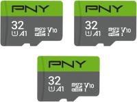 PNY 32GB Class 10 U1 V10 A1 microSDHC Flash Memory Card 3 Pack