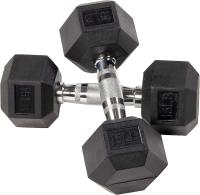 Fitvids Rubber Coated Hex 15-Lbs Dumbbell Set