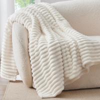 Bedelite Ribbed Fleece Throw Blanket Couch