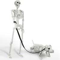 Lighted Human and Dog Skeleton Halloween Decoration