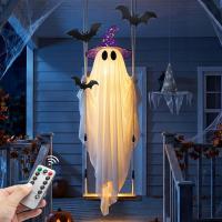 Sehloran Halloween Ghost Decor with Bat and Hat