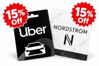 Uber Nordstrom and Several Other Gift Cards 15% Off