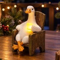 Miniature Goose Garden Statue with Solar Light