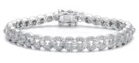 Genevive Sterling Silver White Gold Plated CZ Flat Link Tennis Bracelet