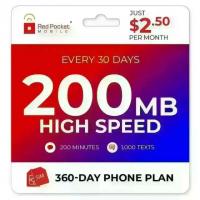 360 Day Red Pocket One Year Cell Phone Wireless Plan