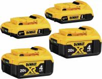 4 Pack DeWalt 20-Volt Max Lithium-Ion Batteries