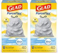 80 Glad 13-Gallon Tall Kitchen Drawstring Trash Bags