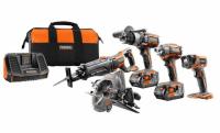 Ridgid 18-Volt Lithium-Ion Cordless 5-Tool Combo Kit