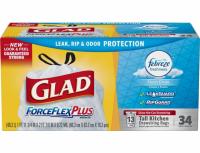 34 Glad ForceFlex OdorShield Tall Kitchen Drawstring Trash Bags