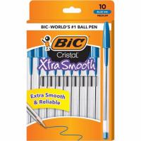 10 BIC Cristal Xtra Smooth Blue or Red Ballpoint Pens