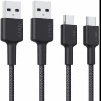 2 Aukey 6ft Nylon USB-C to USB A Charge and Data Cables