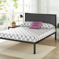 Zinus Korey 38in Metal Platform Bed with Upholstered Headboard