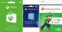 Nintendo Xbox and Playstation Gift Cards