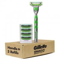 Gillette Mach3 Sensitive Mens Razor Handle + 5 Refills