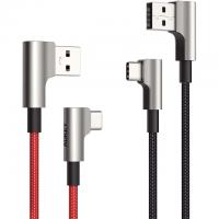 2 Aukey USB C to USB A 90 Degree Right Angle Nylon Braided Cables