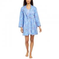 Charter Club Womens Cotton Floral-Print Wrap Robe