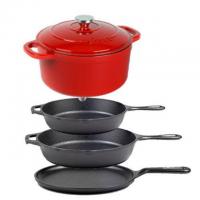 Lodge Seasoned Enameled Cast Iron Cookware Set