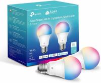 2 TP-Link Kasa Smart A19 800 Lumens Dimmable Smart Light Bulbs