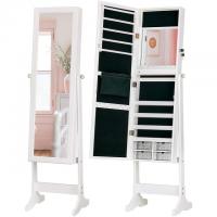 LED Light Jewelry Cabinet Mirror Makeup Lockable Armoire
