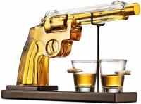 Pistol Gun Liquor Decanter Bottle Bullet Glasses Decanter Set