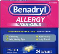 24 Benadryl Liqui-Gels Antihistamine Allergy Medicine