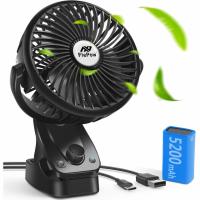 FlePow Portable USB Oscillating Clip-On Desk Stroller Fan