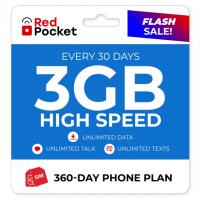 Year Red Pocket Prepaid Wireless 3GB Phone Plan